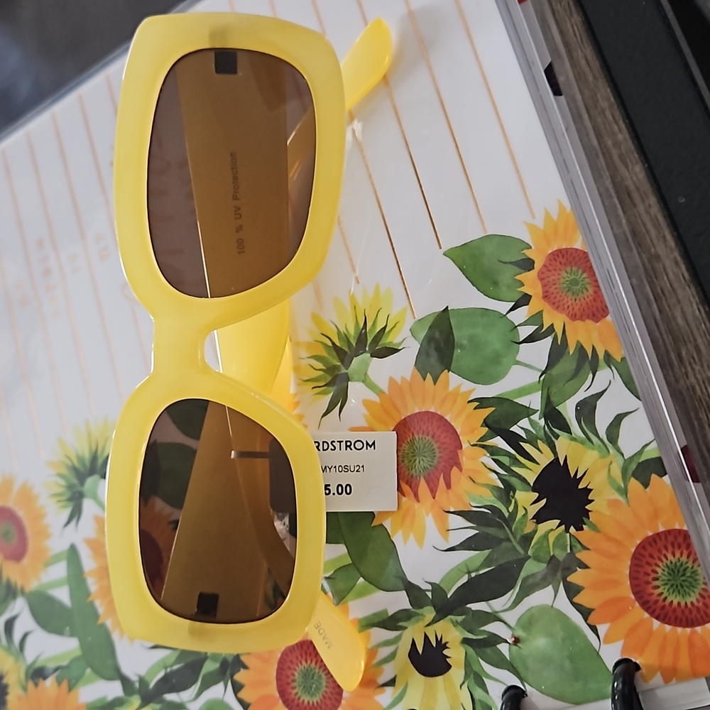 Retro Thick Retangular Sunglasses-Milky Yellow